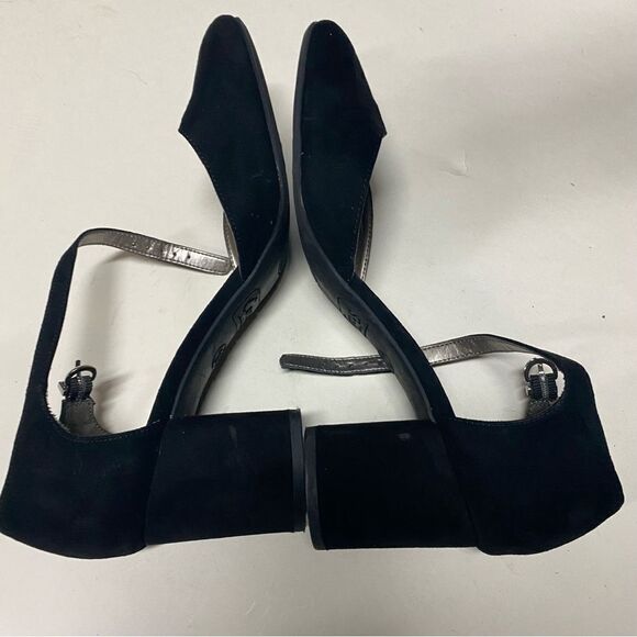 Circus Sam Edelman Black faux suede goth round toe Mary Jane pumps block heel 10 - Picture 5 of 11